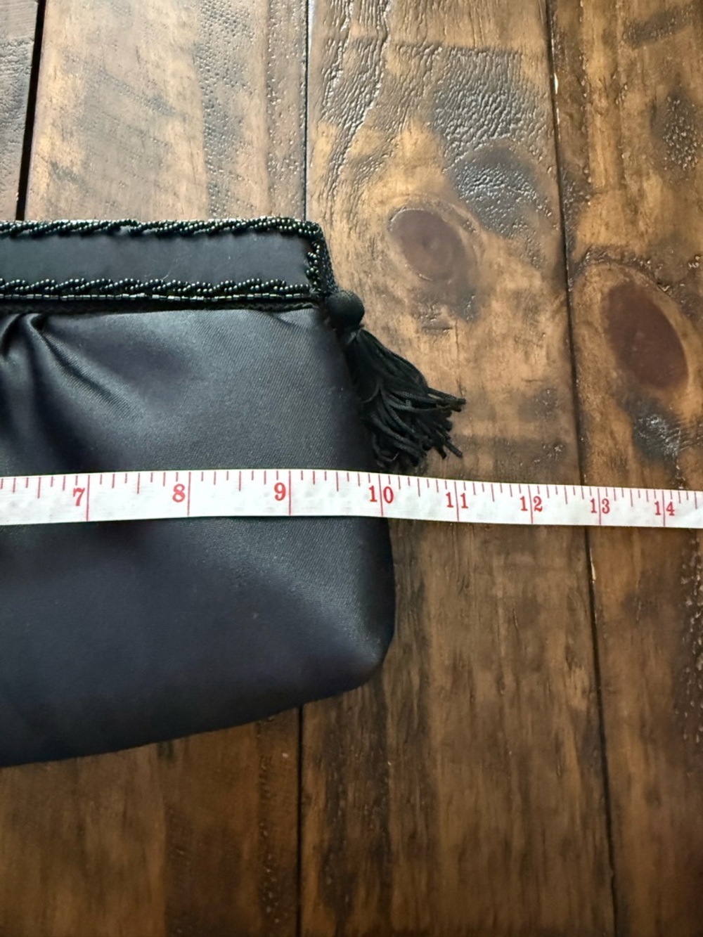 Classic Black Satin Tassel Clutch Zipper Bag Party Retro - Picture 4 of 5